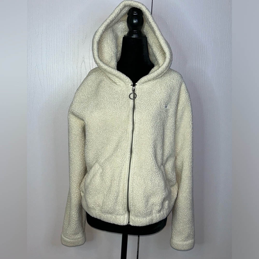 Euc faux fur Sherpa teddy bear abercrombi snd fitch zip coat